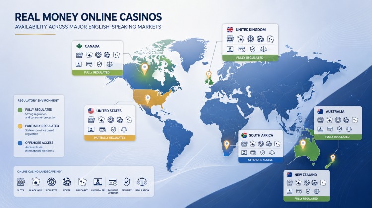 Real Money Casinos map